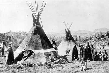 Shoshoni Indians and Teepees